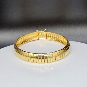 Milor snake chain bracelet gold plated mirror finish unisex 7-1/4 inch